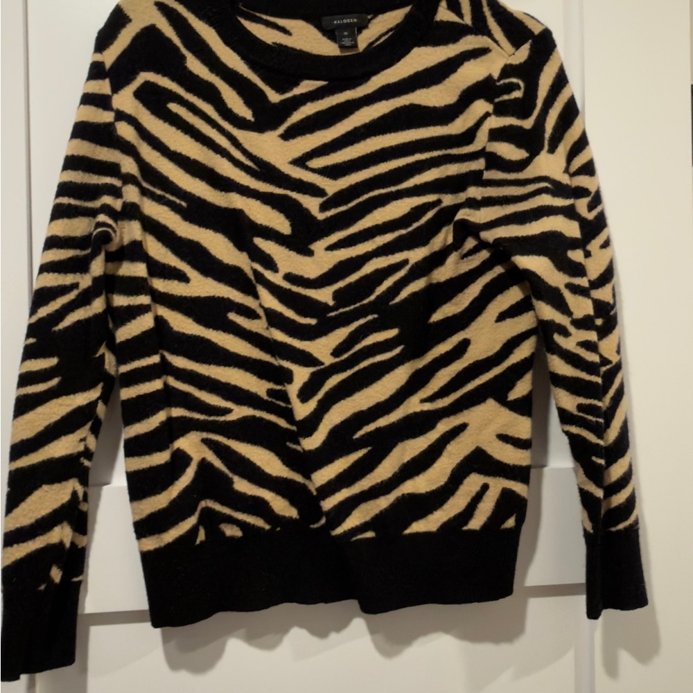 Halogen Black and Tan Animal Print Sweater